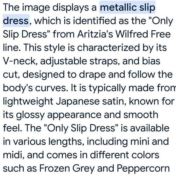 Aritzia Wilfred Only Slip Mini Dress Metallic Silver
Lined• Large •Adjustable - Picture 15 of 16